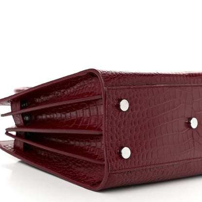 Saint Laurent Calfskin Crocodile Embossed Baby Sac De Jour Red 8 of 10