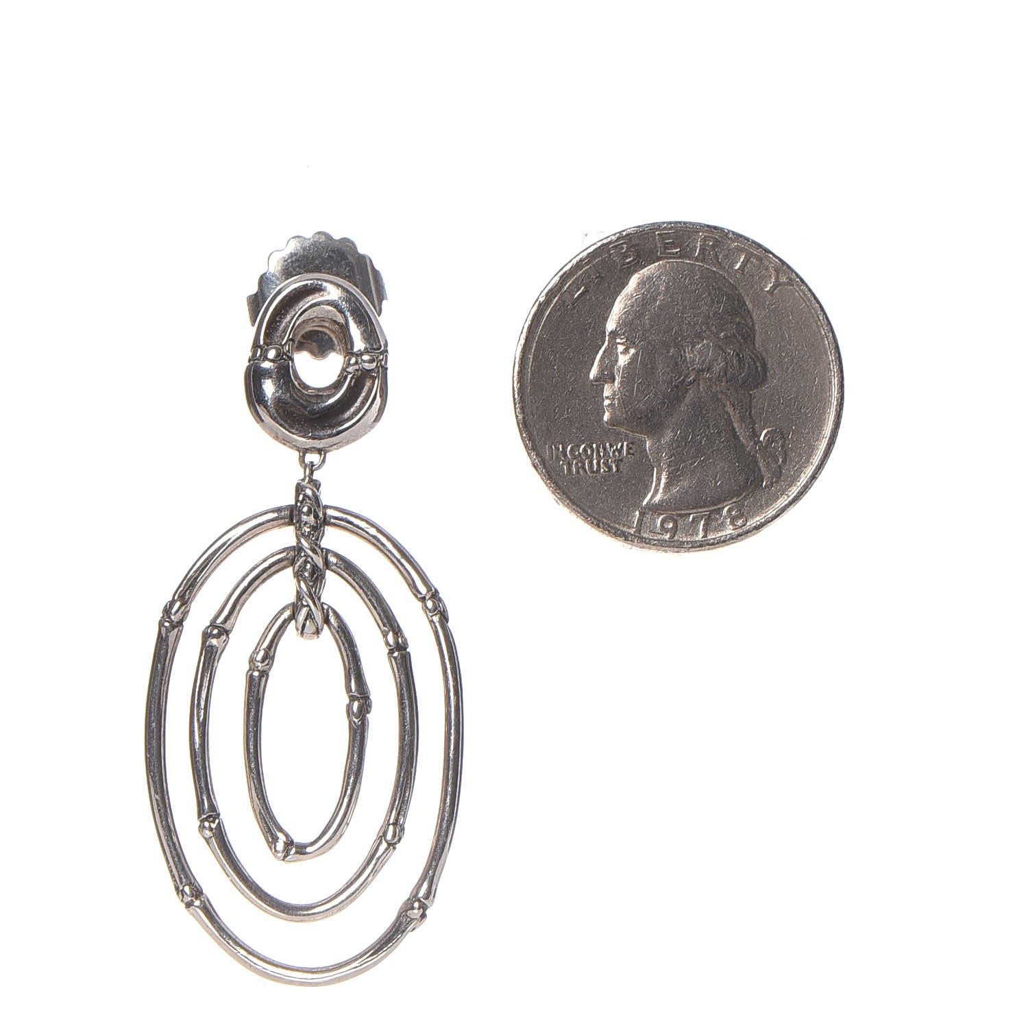 John Hardy Sterling Silver Bamboo Oval Drop Earrings 2 of 5