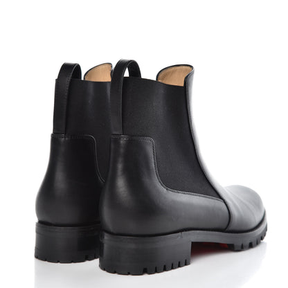 Christian Louboutin Calfskin Marchacroche Flat Chelsea Boots 37.5 Black 4 of 7