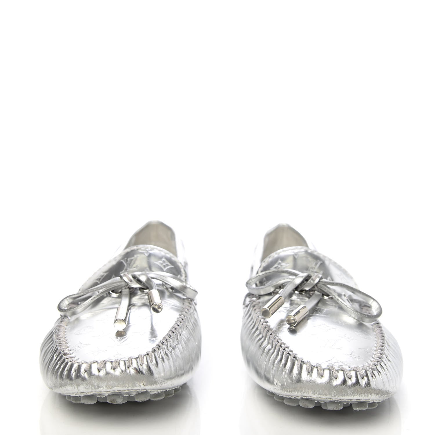 Louis Vuitton Calfskin Monogram Gloria Loafers 37.5 Silver 2 of 10