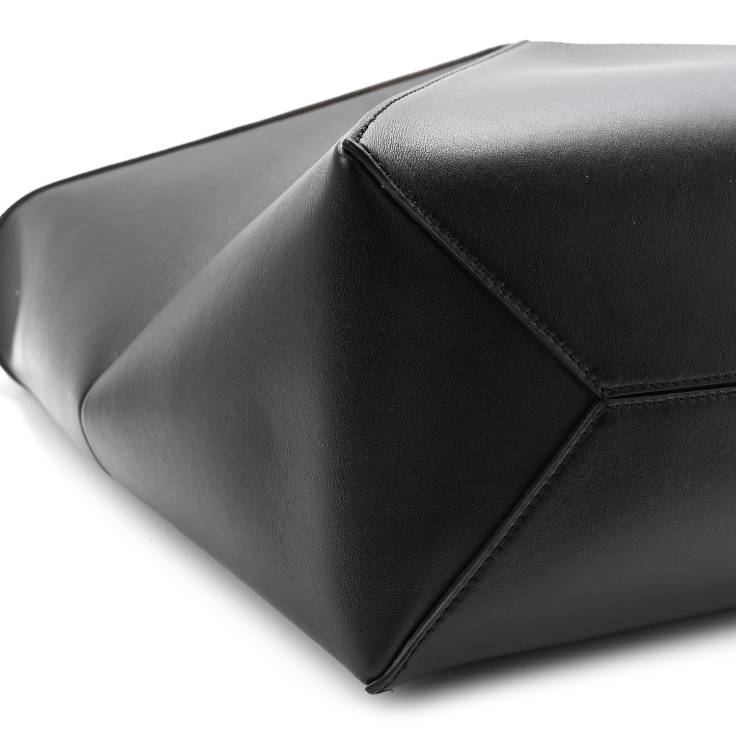 Shiny Calfskin Medium Puzzle Fold Tote Black