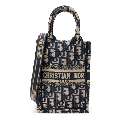 Christian Dior Oblique Mini Book Tote Phone Bag Blue 1 of 10