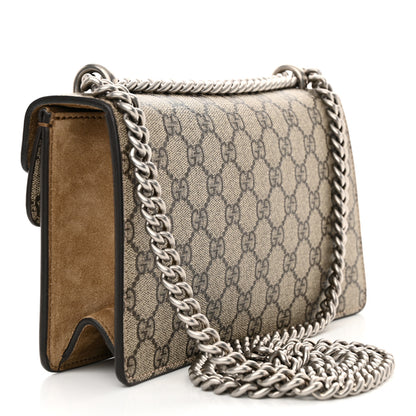 Gucci GG Supreme Monogram Suede Crystal Small Dionysus Shoulder Bag Beige Ebony Taupe 3 of 12