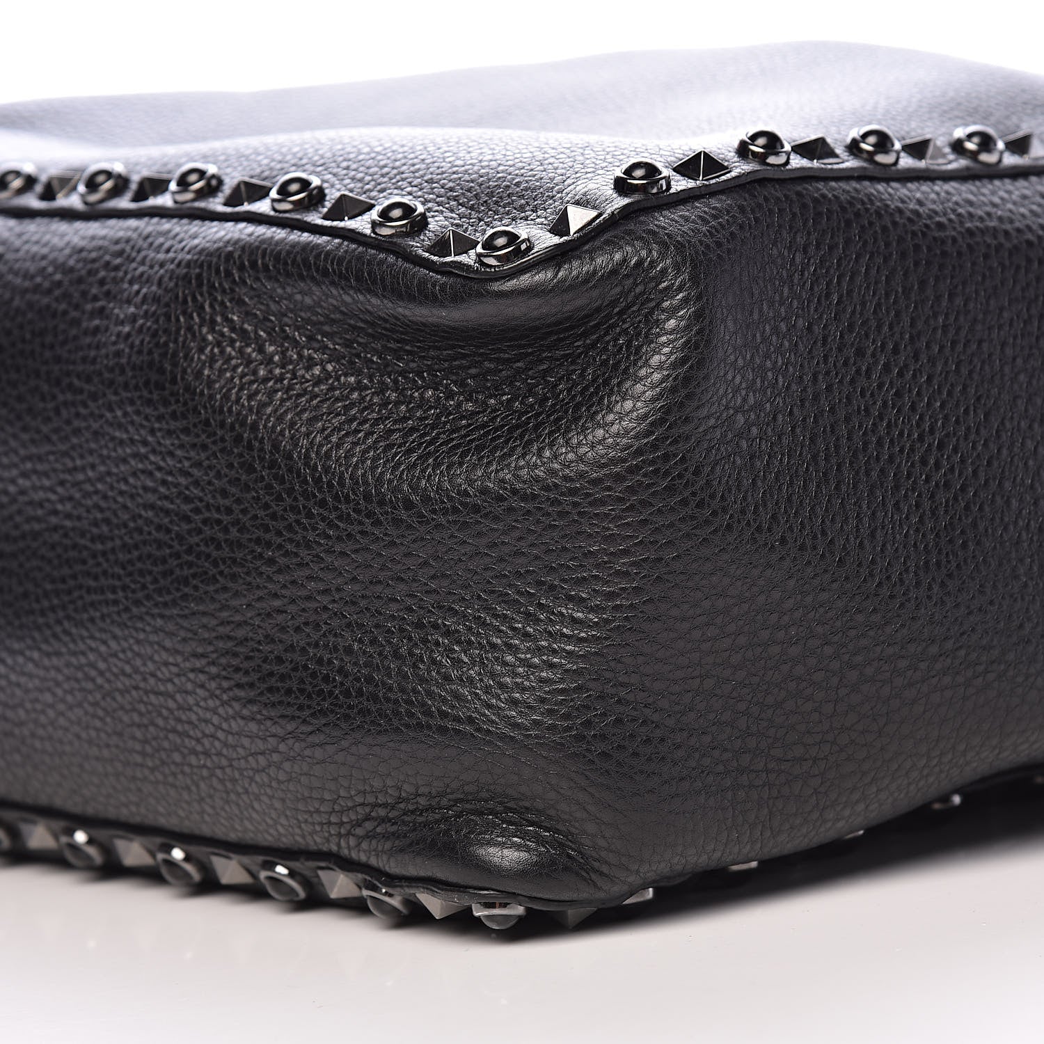 Valentino Garavani Stampa Alce Calfskin Medium Guitar Strap Rockstud Rolling Reversible Tote Black 15 of 19