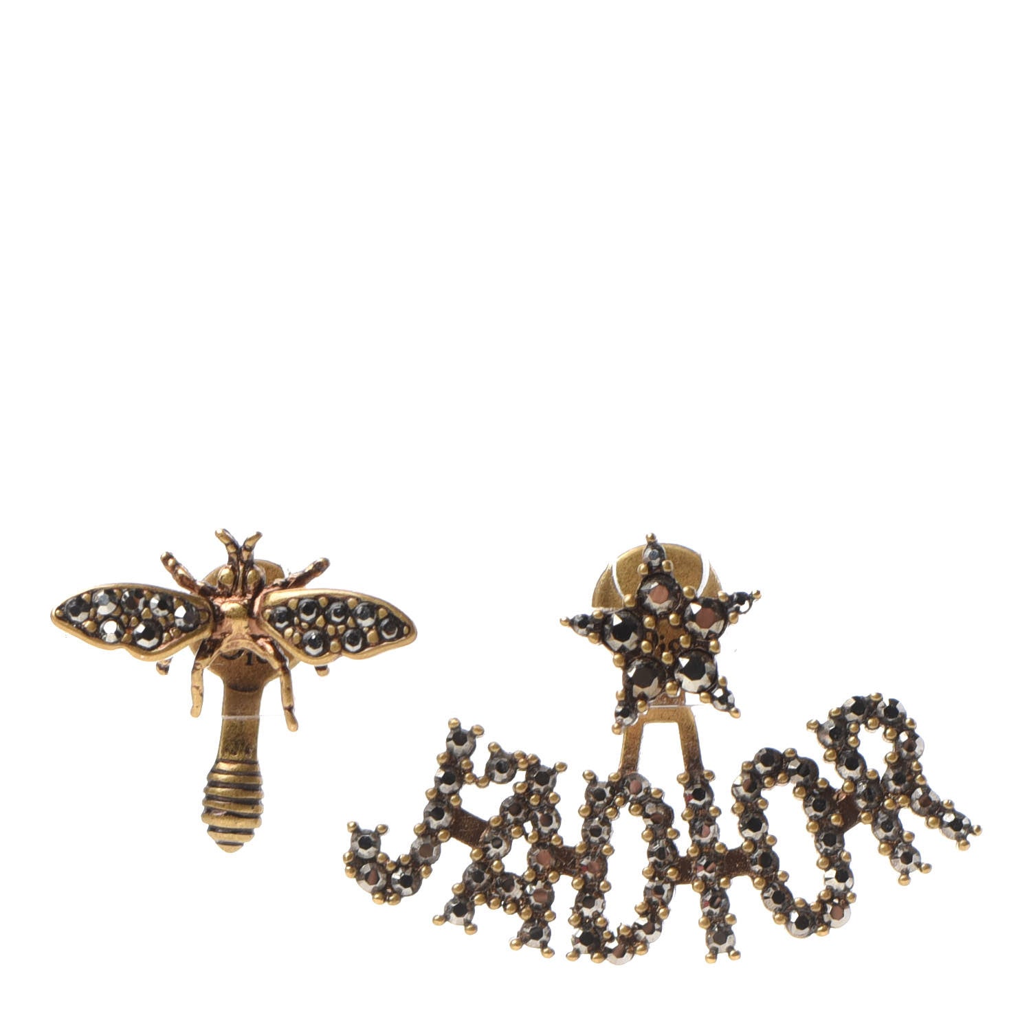 Christian Dior Metal Crystal J'adior Earrings Aged Gold 1 of 4