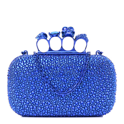 Alexander McQueen Crystal Jeweled Knuckle Duster Box Clutch Electric Blue 1 of 9