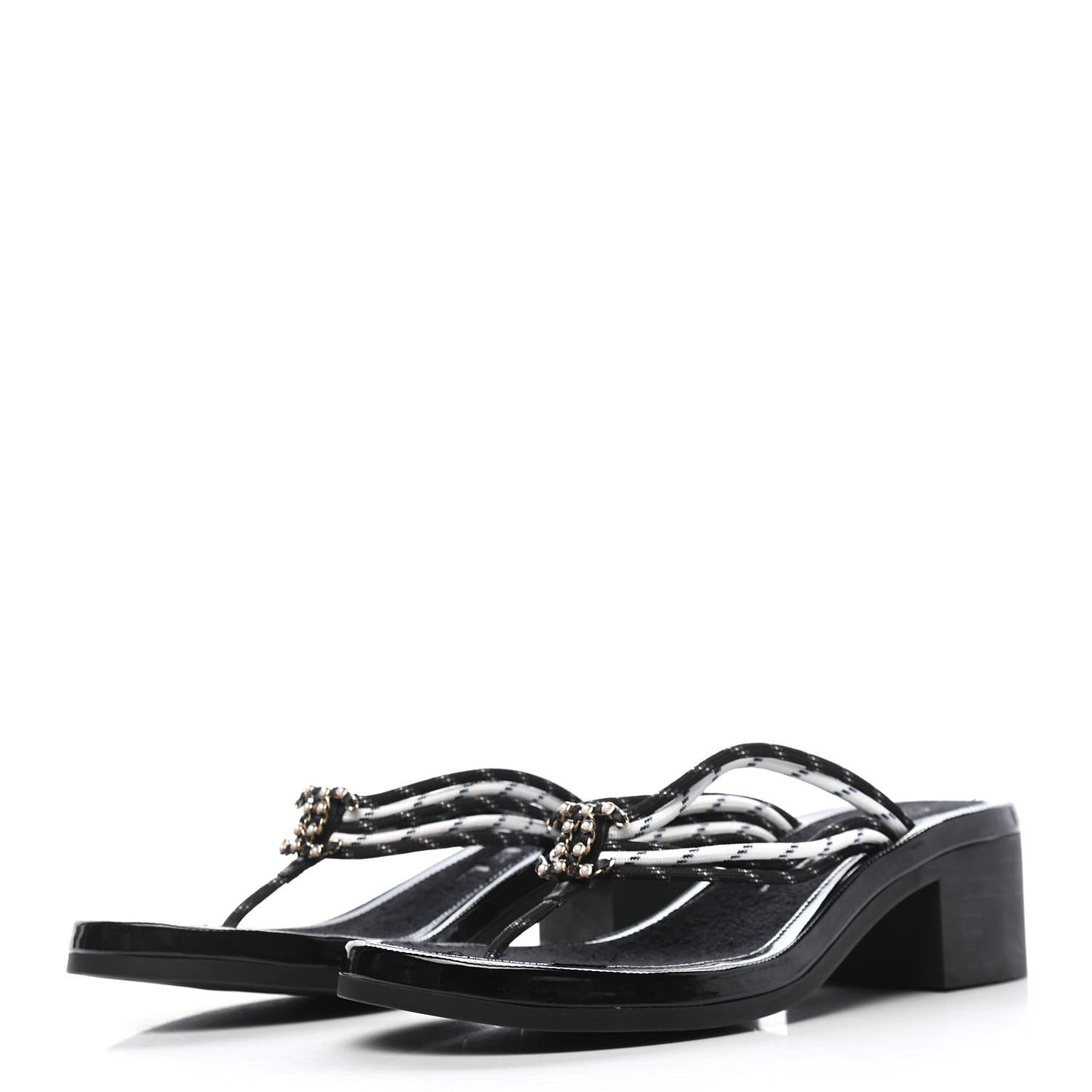 Cord CC Chain Thong Sandals 35 Black