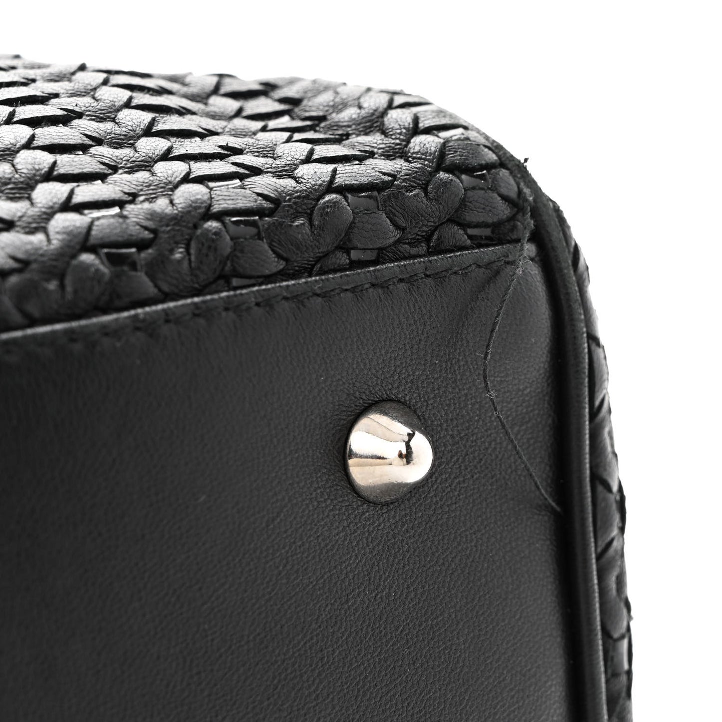 Lambskin Woven Large Lady Dior Shopping Tote Black