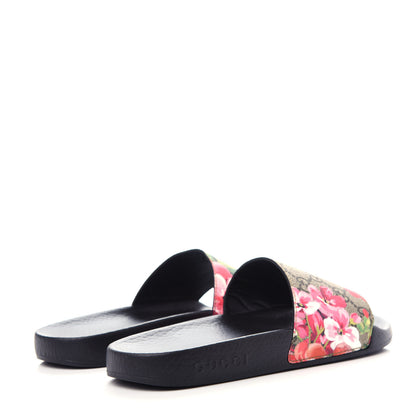 Gucci GG Supreme Monogram Blooms Slide Sandals 36 Beige Multicolor 4 of 10