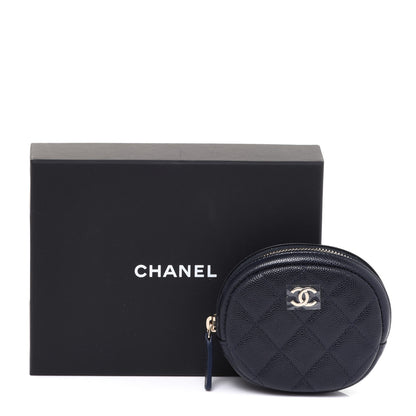 Chanel Caviar Quilted Zip Around Classic Coin Purse Navy 8 of 8
