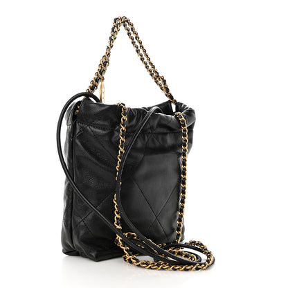 Chanel Shiny Caviar Quilted Monochrome Mini Chanel 22 Black 3 of 11