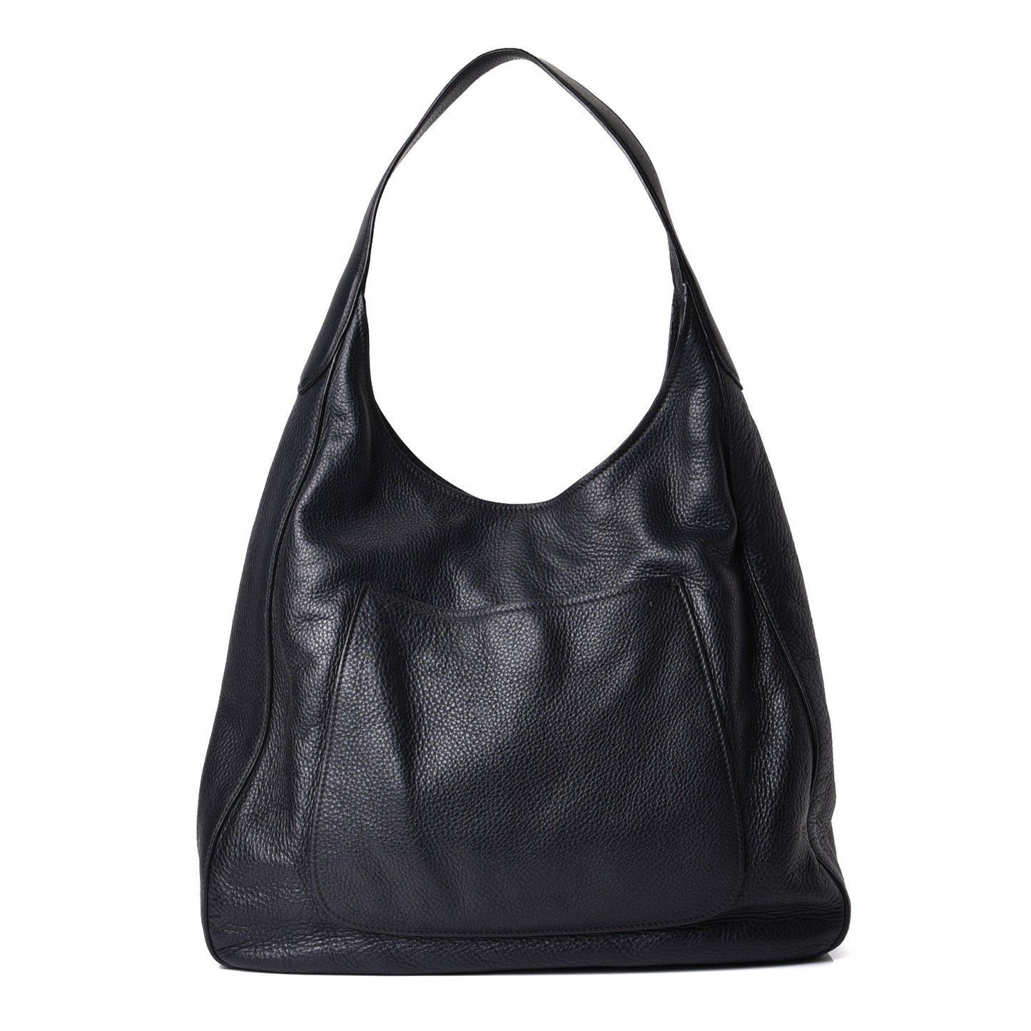 Vitello Daino Medium Pocket Hobo Bag Black