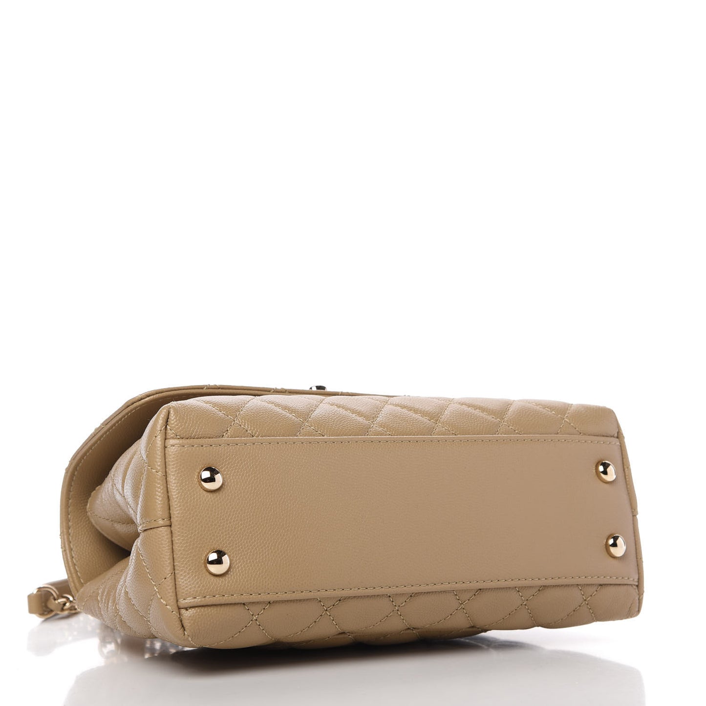 Caviar Lizard Embossed Quilted Mini Coco Handle Flap Dark Beige