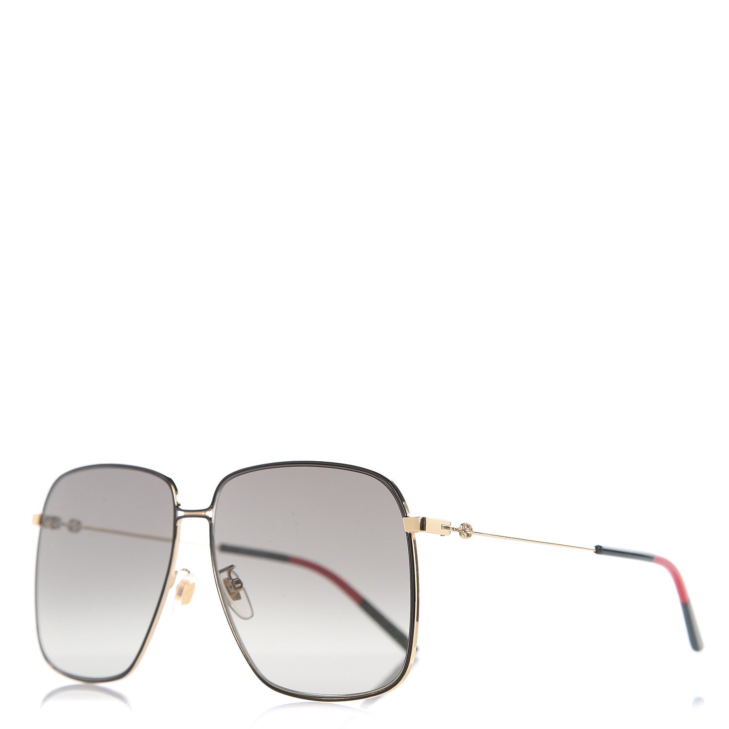 Gucci Web Rectangular Frame Interlocking G Sunglasses GG0394S Green Red 1 of 8