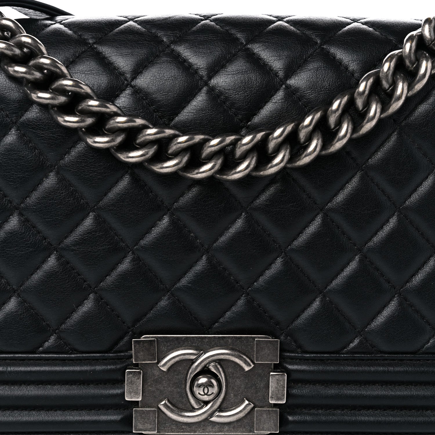Chanel Lambskin Quilted Medium Boy Flap Black 8 of 11
