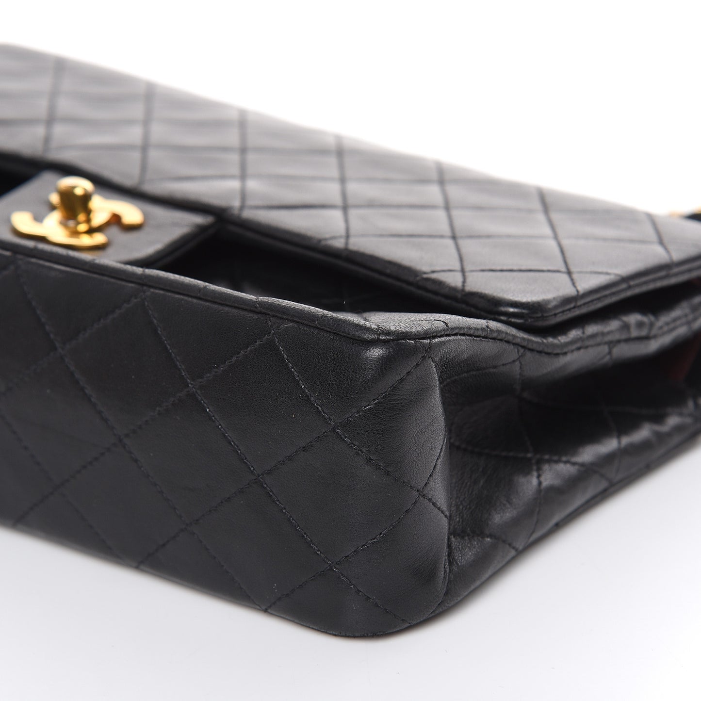Lambskin Quilted Medium Double Flap Black