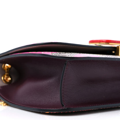 Valentino Garavani Smooth Calfskin Snakeskin Embossed Floral Print VLock Shoulder Bag Multicolor 7 of 9