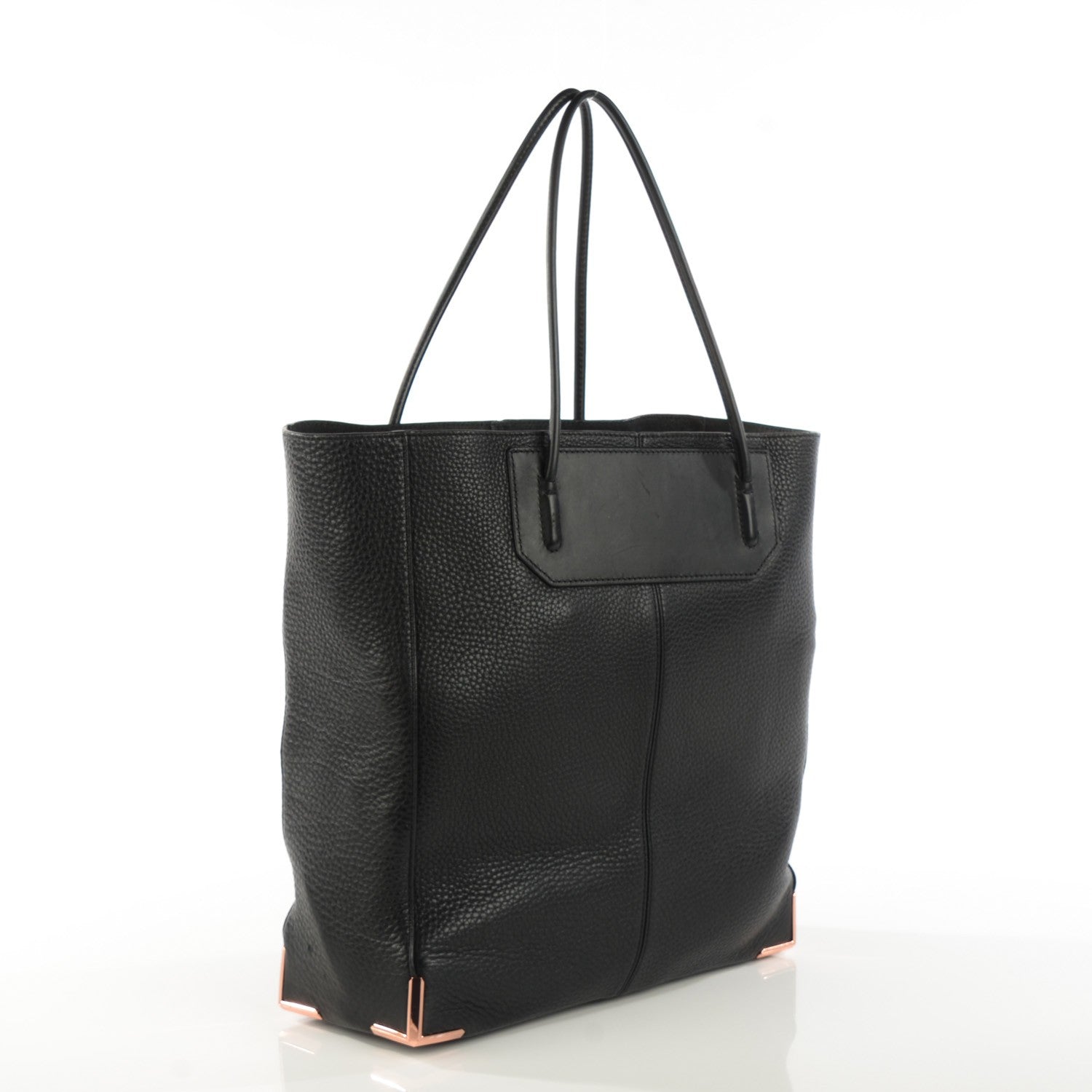 Alexander Wang Pebbled Calfskin Prisma Skeletal Tote Black Rose Gold Hardware 4 of 9