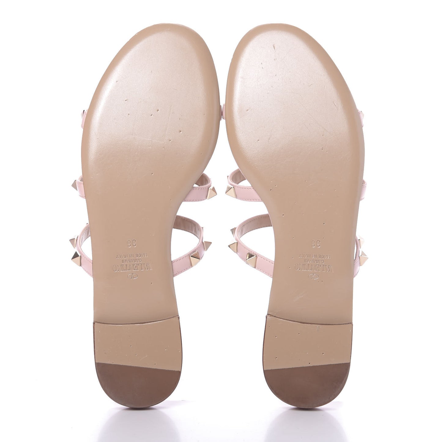 Nappa Rockstud Caged Flat Slide Sandals 36 Rose Quartz