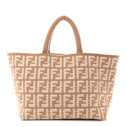 Fendi Cashmere Knit FF Large Shopper Tote Cammello 1 of 13