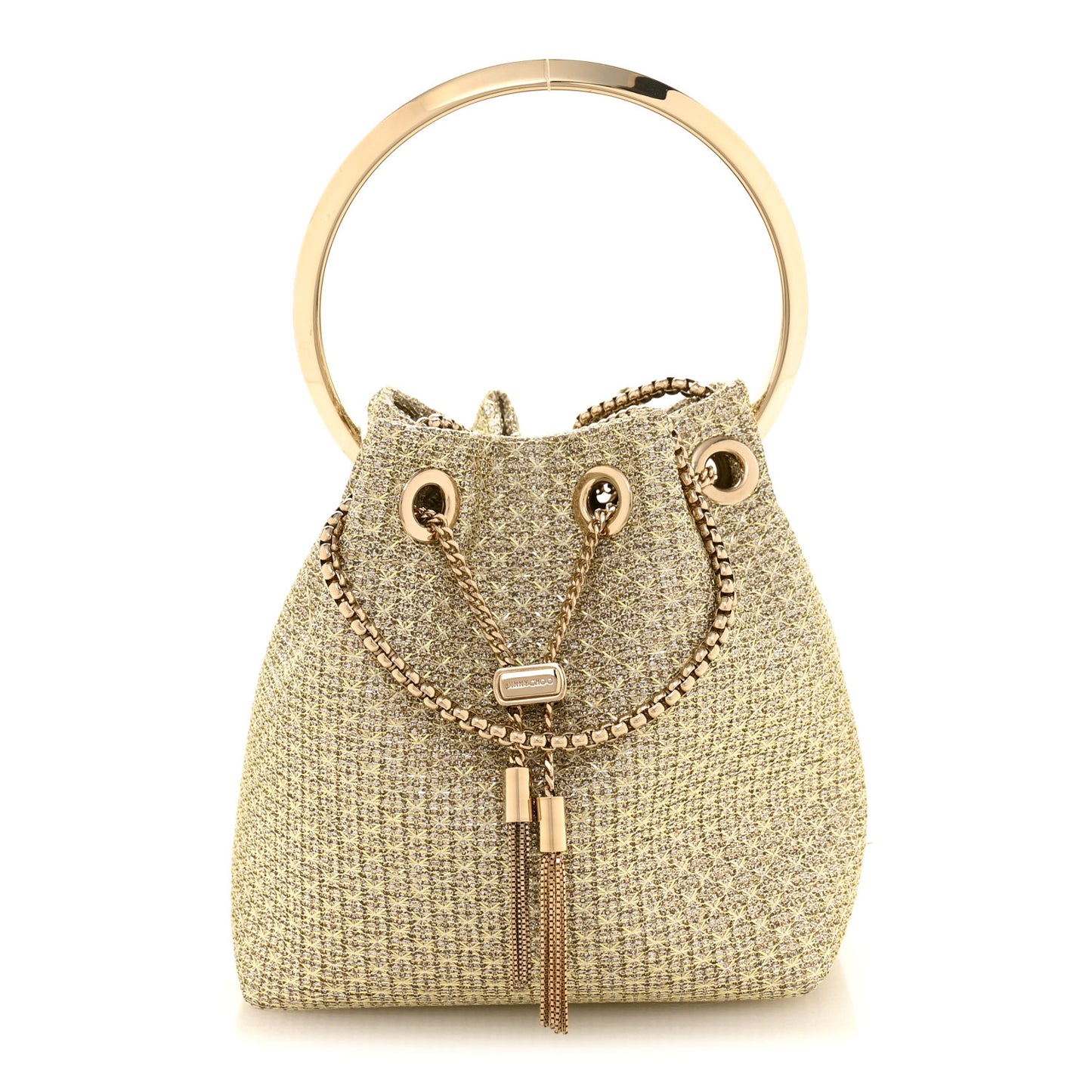 Metallic Woven Bon Bon Bag Champagne