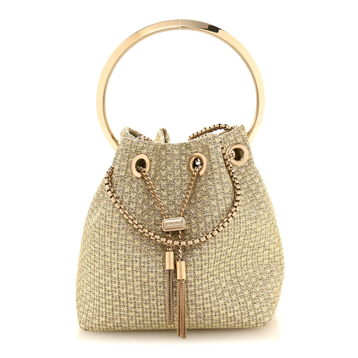 Jimmy Choo Metallic Woven Bon Bon Bag Champagne 1 of 12