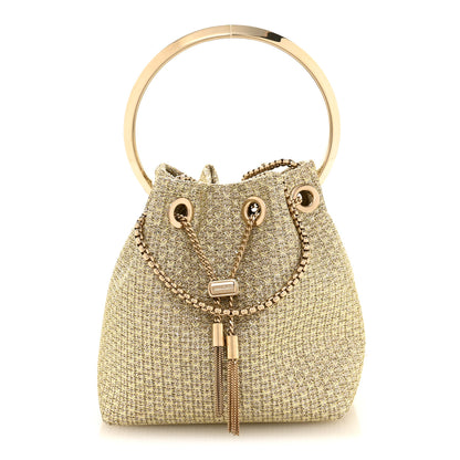 Jimmy Choo Metallic Woven Bon Bon Bag Champagne 1 of 12