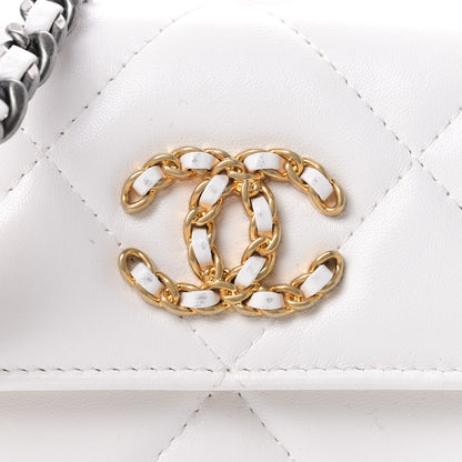 Chanel Lambskin Quilted 19 Flap Coin Purse With Chain White 8 of 8