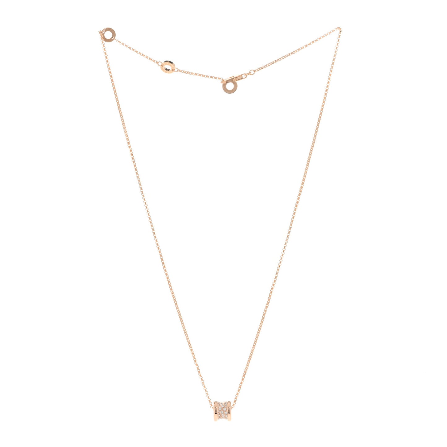 18K Rose Gold Diamond Small B.Zero1 Pave Pendant Necklace