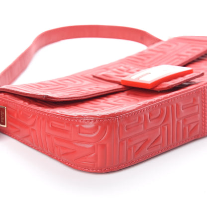Fendi Nappa Logo Embossed Baguette Red 8 of 11