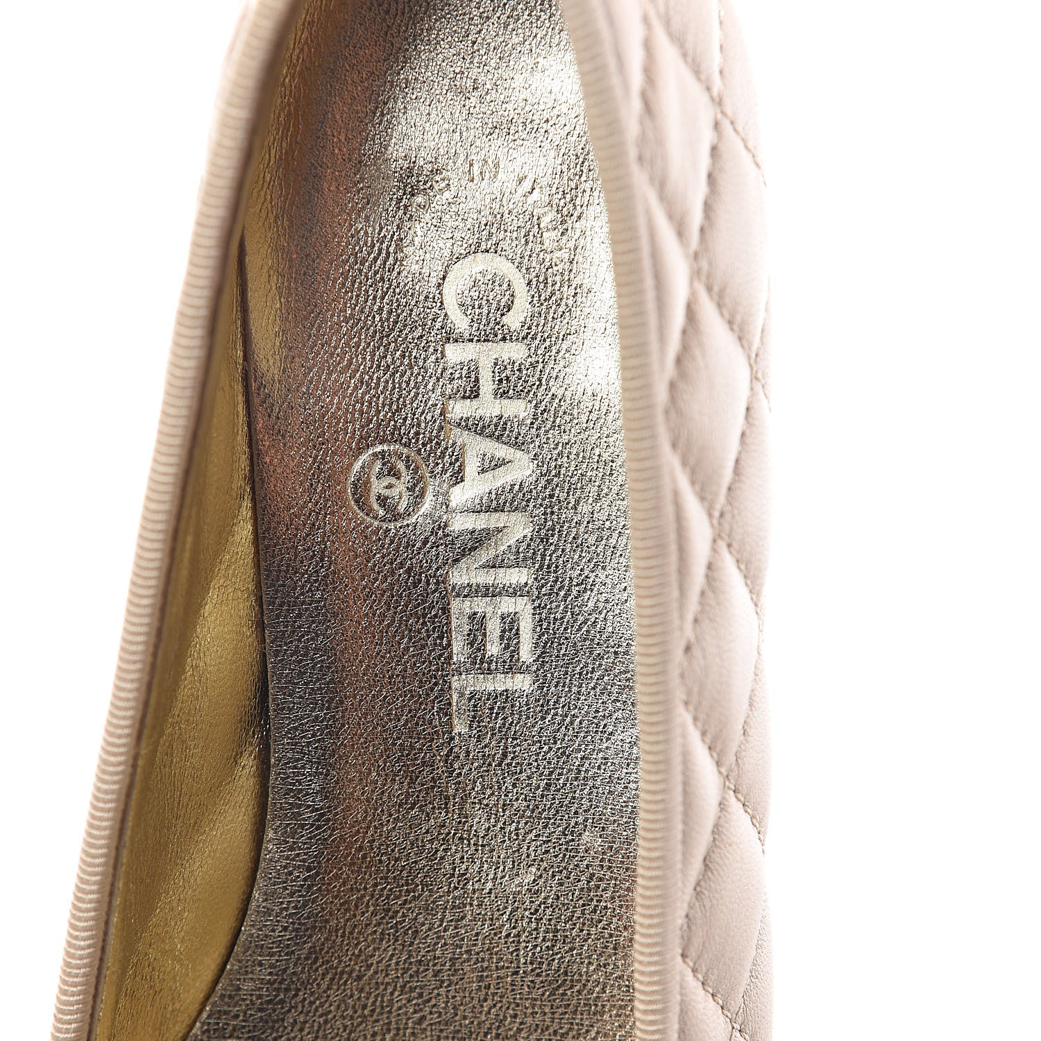 Chanel Lambskin Quilted Cap Toe Ballerina Flats 38 Beige 5 of 8