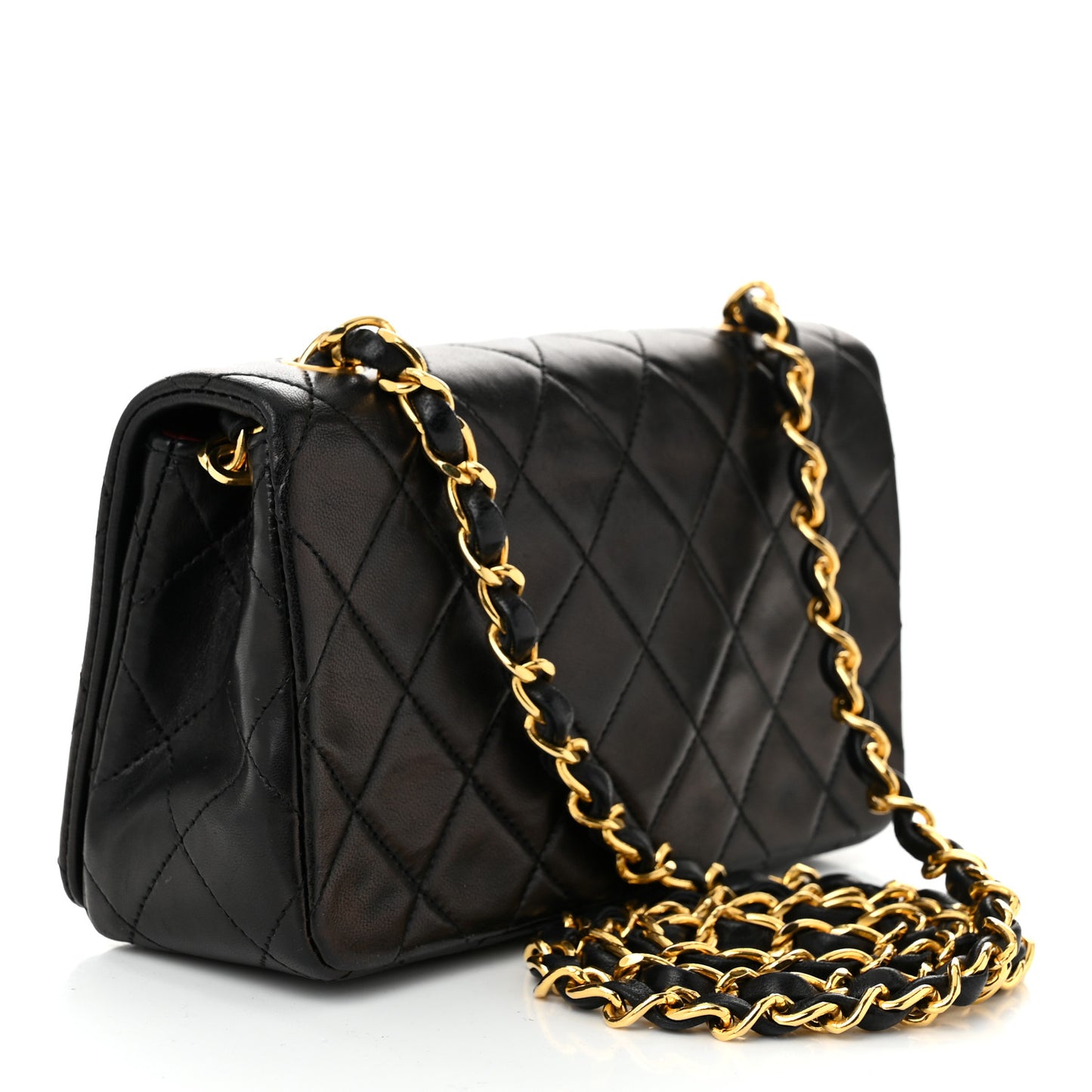Lambskin Quilted Small Single Flap Black