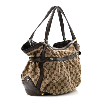Gucci Monogram Medium Jockey Tote Dark Brown 3 of 12