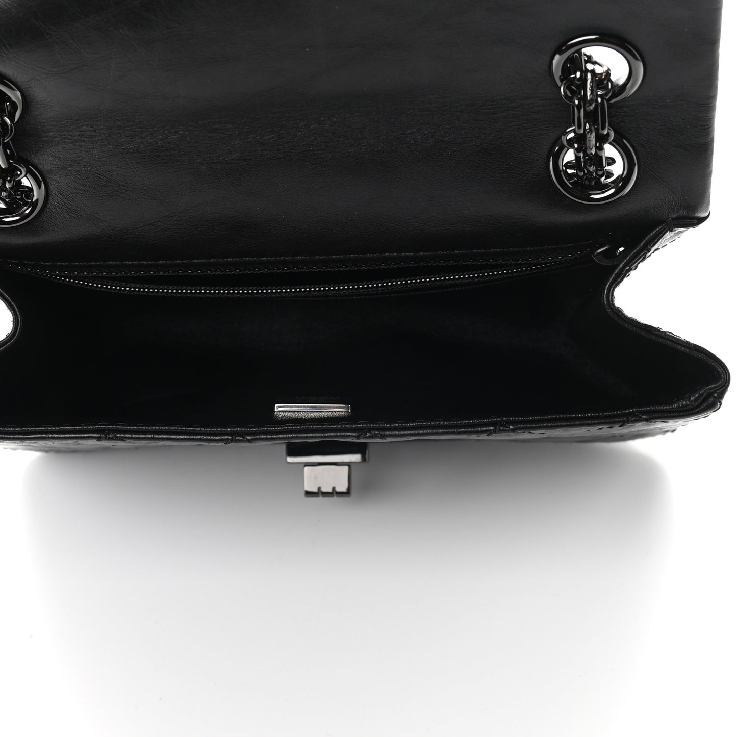 Aged Calfskin Quilted 2.55 Reissue Mini Flap So Black