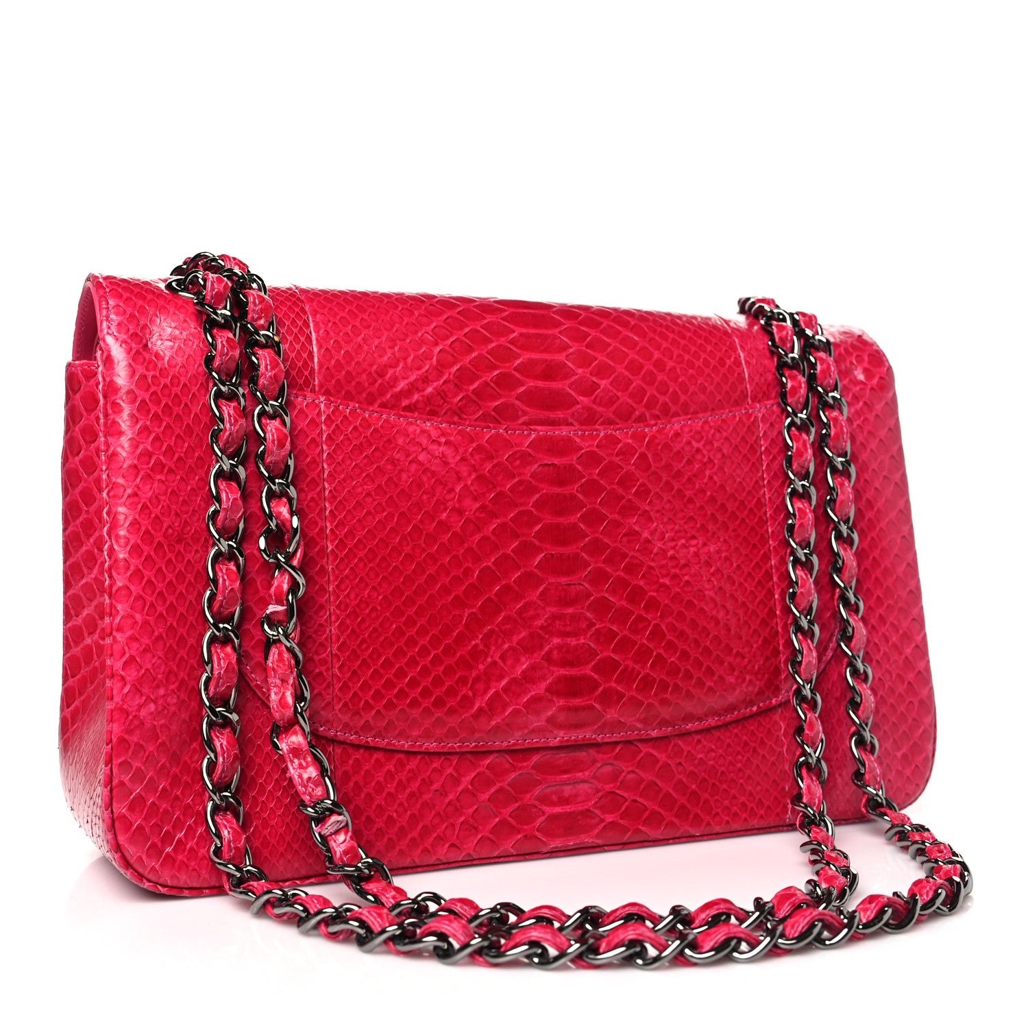 Chanel Snakeskin Jumbo Double Flap Pink 3 of 11
