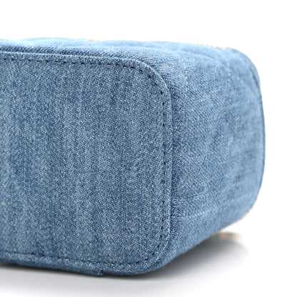Chanel Denim Quilted Mini Pearl Crush Vanity Case With Chain 10 of 11