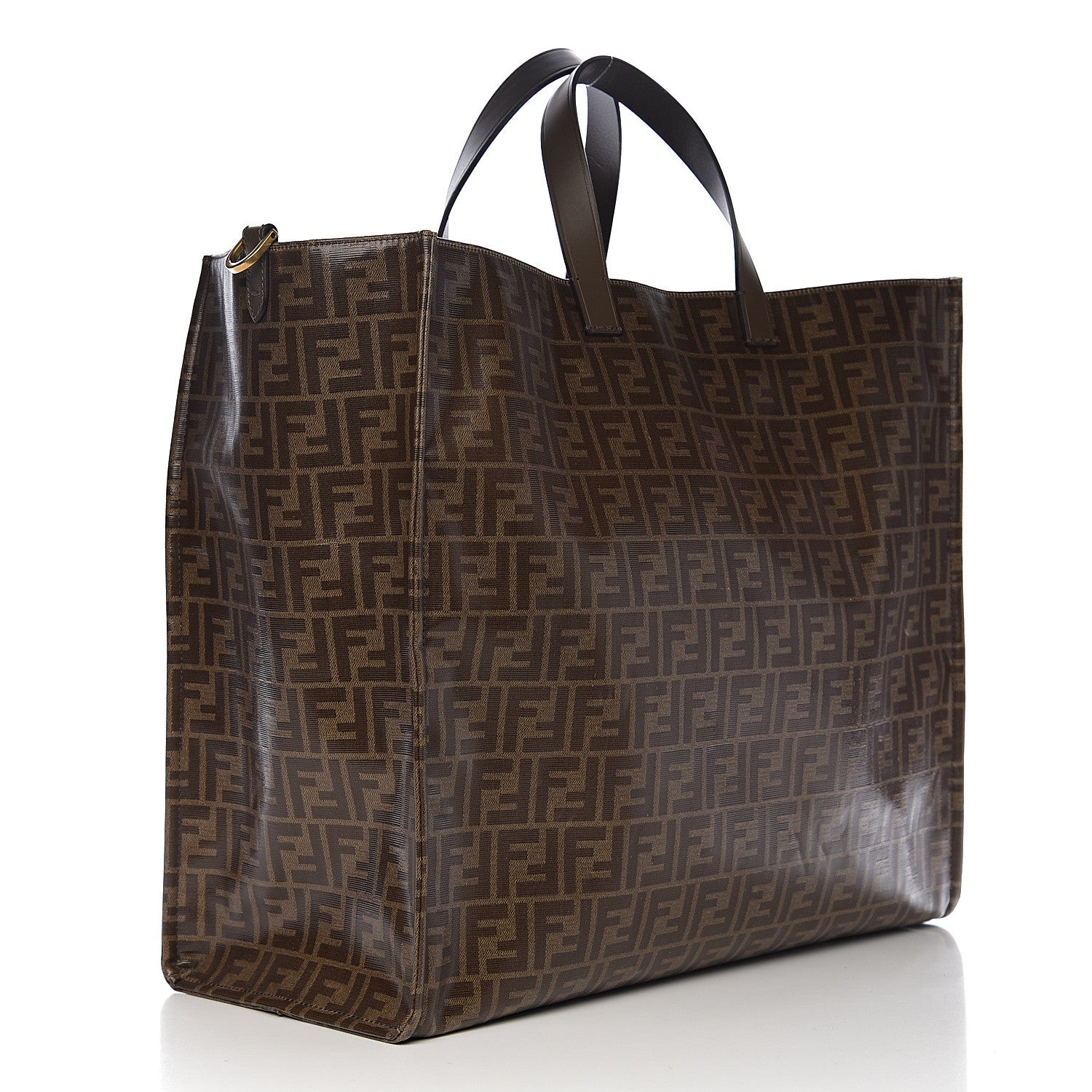 Fendi X FILA Glazed Fabric FF 1974 Mania Large Shopping Tote Bag Mogano Panna White 2 of 9