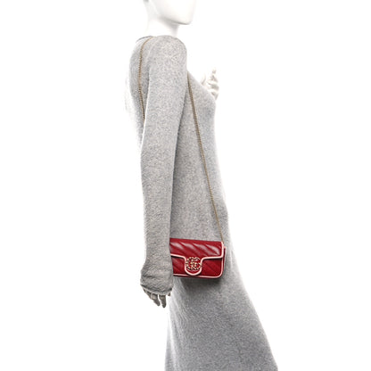 Gucci Azalea Calfskin Enamel Matelasse Diagonal Super Mini Torchon GG Marmont Shoulder Bag New Cherry Red Wild Rose 2 of 10