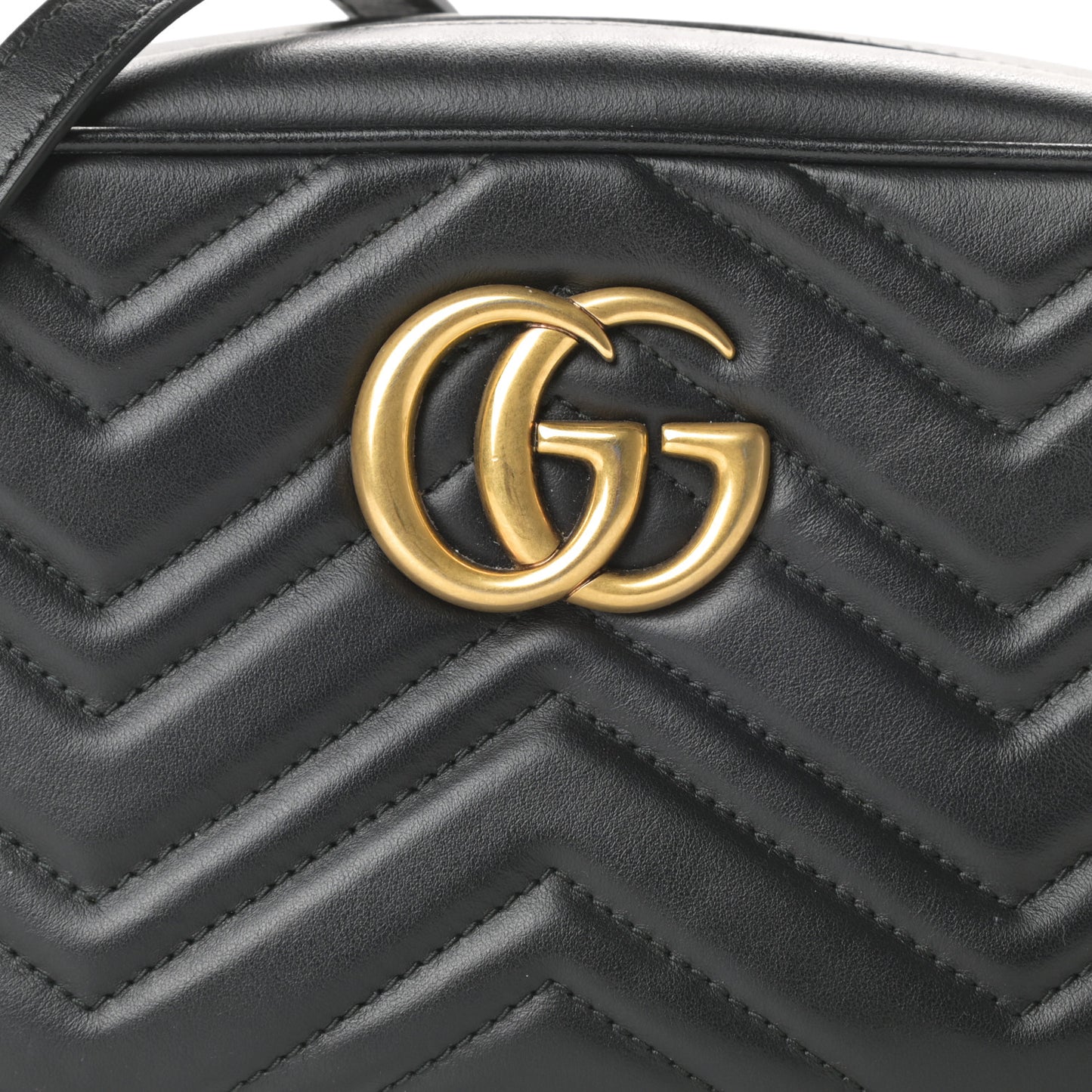 Calfskin Matelasse Small GG Marmont Chain Shoulder Bag Black