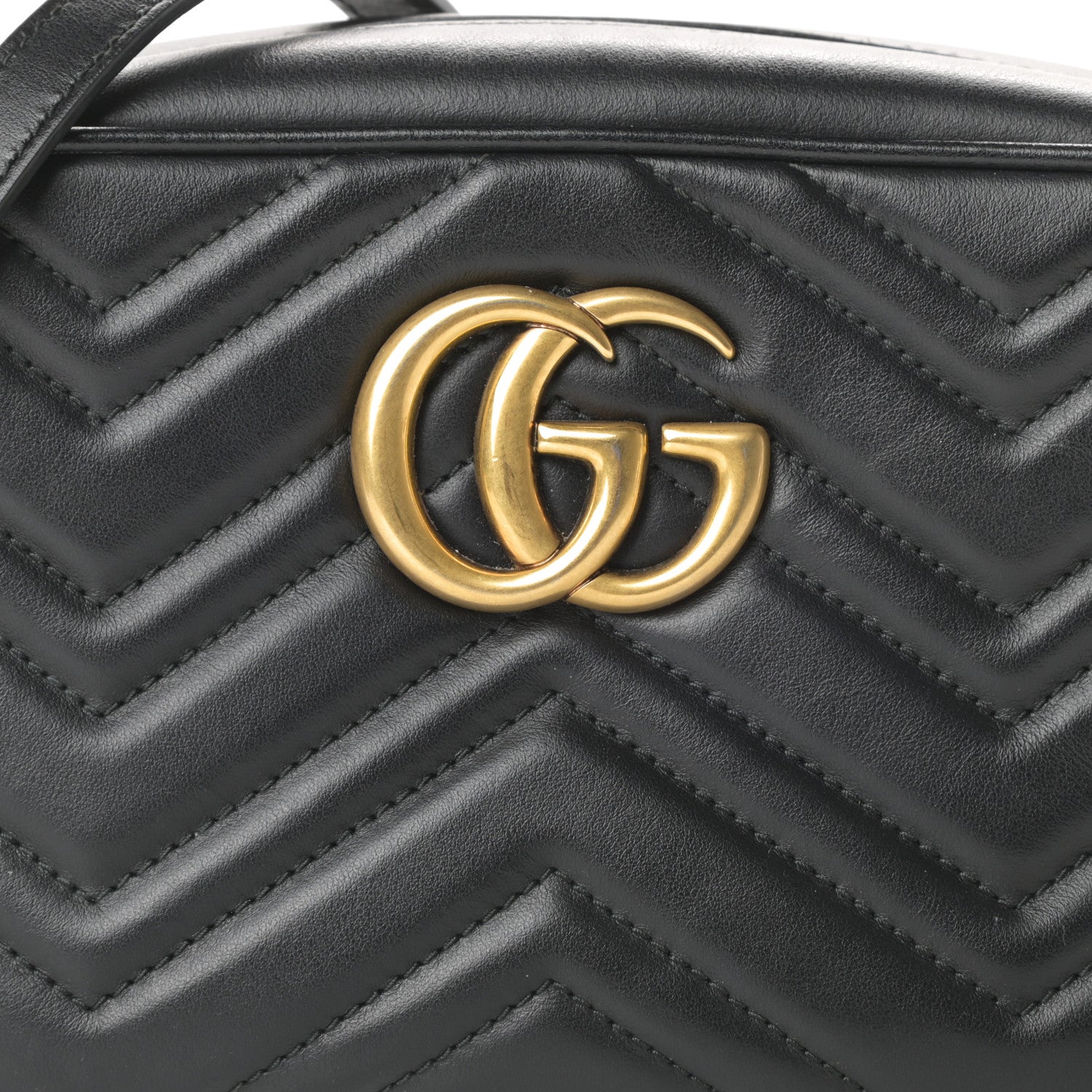 Gucci Calfskin Matelasse Small GG Marmont Chain Shoulder Bag Black 8 of 10
