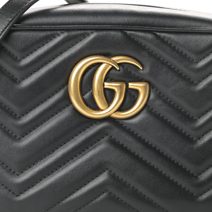 Gucci Calfskin Matelasse Small GG Marmont Chain Shoulder Bag Black 8 of 10
