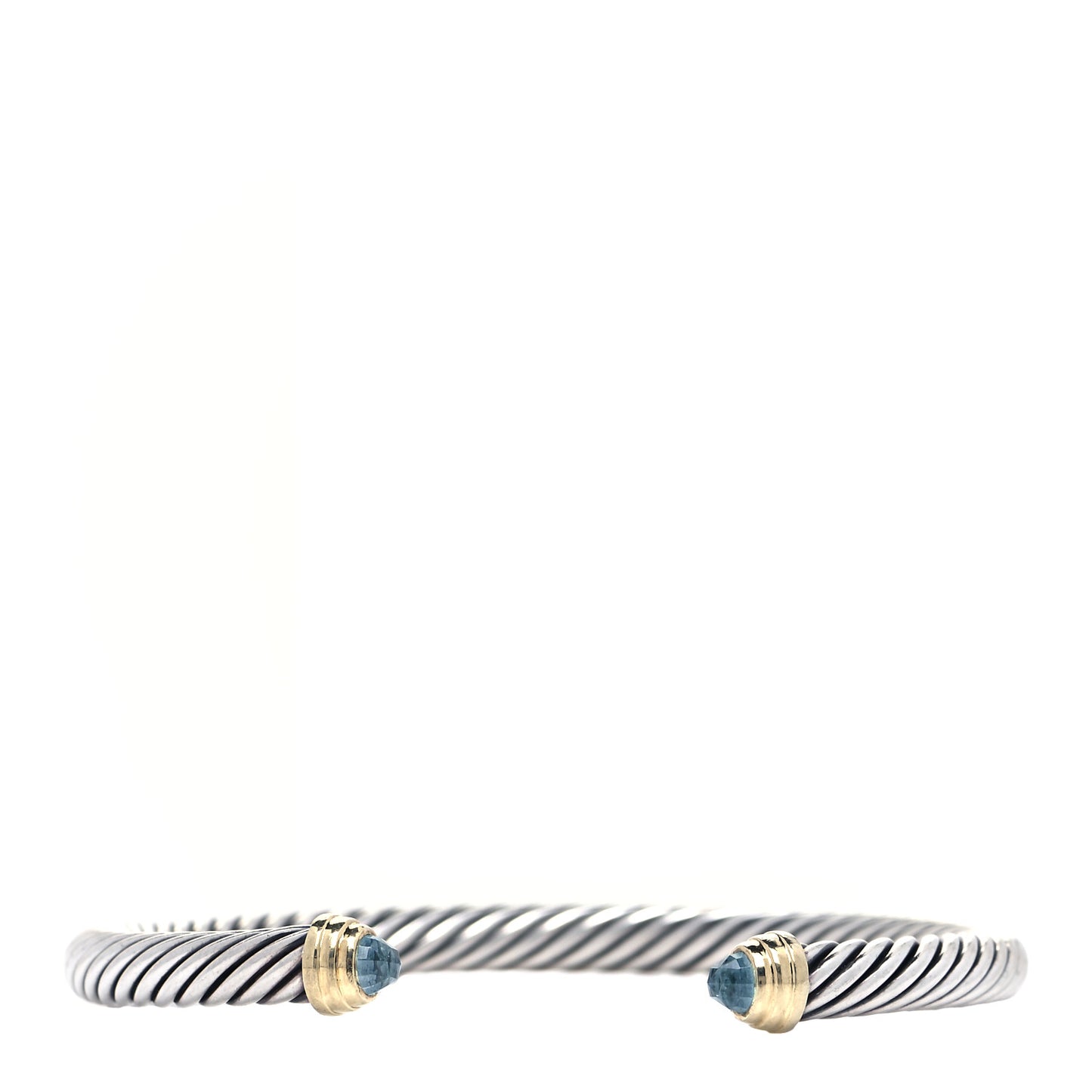 Sterling Silver 14K Yellow Gold Blue Topaz 5mm Cable Classics Petite Color Bracelet