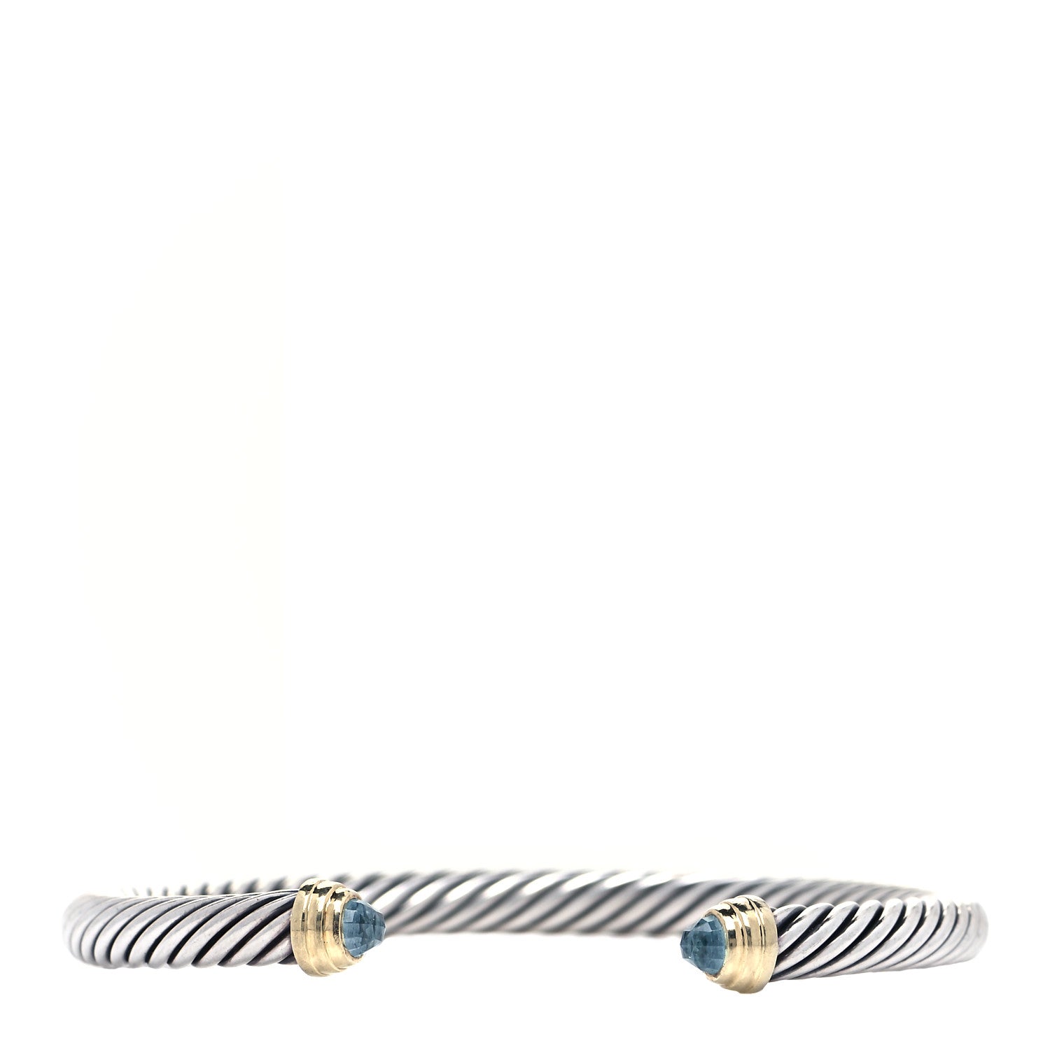 David Yurman Sterling Silver 14K Yellow Gold Blue Topaz 5mm Cable Classics Petite Color Bracelet 1 of 4
