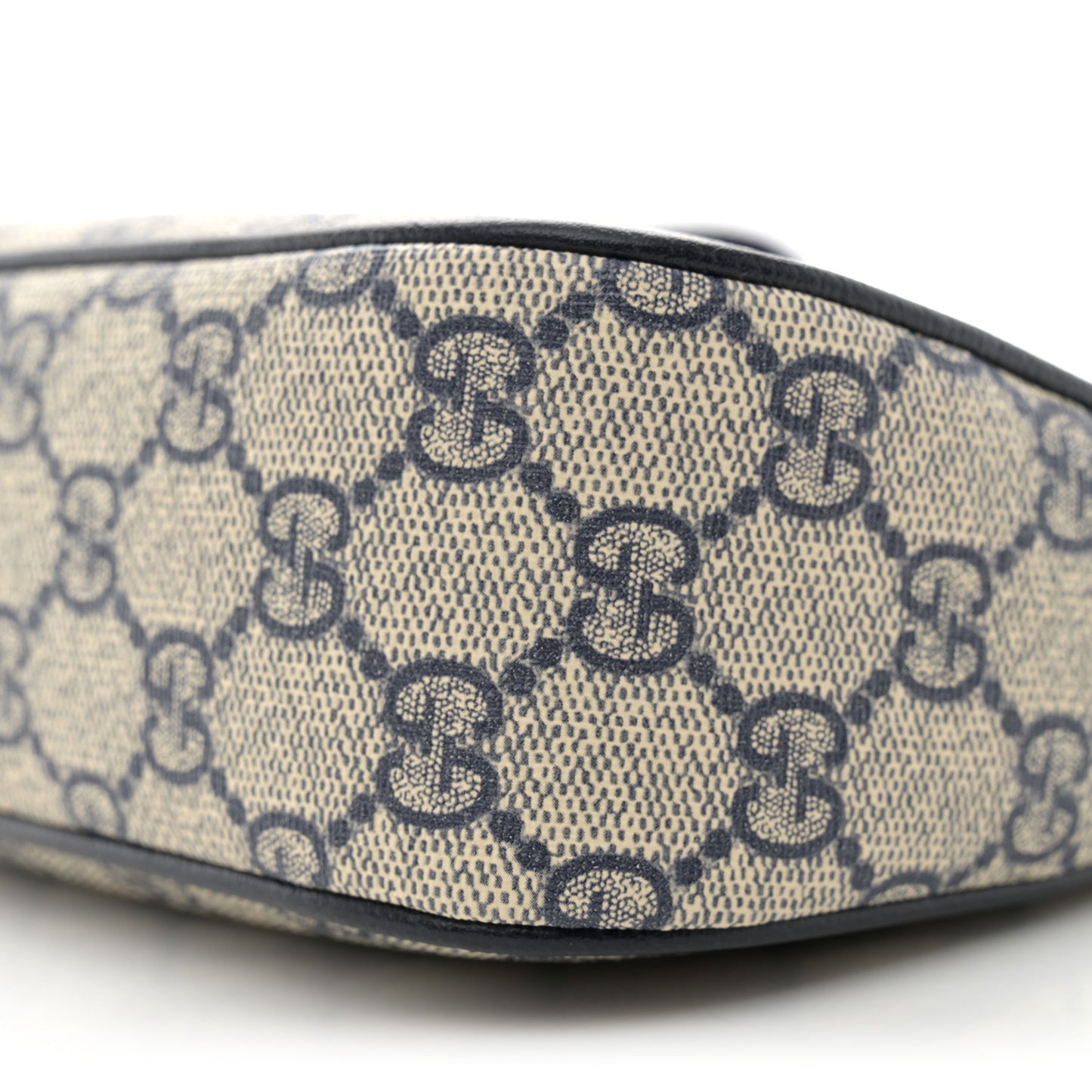 GG Supreme Monogram Textured Dollar Calfskin Web Small Ophidia GG Handbag Beige Blue