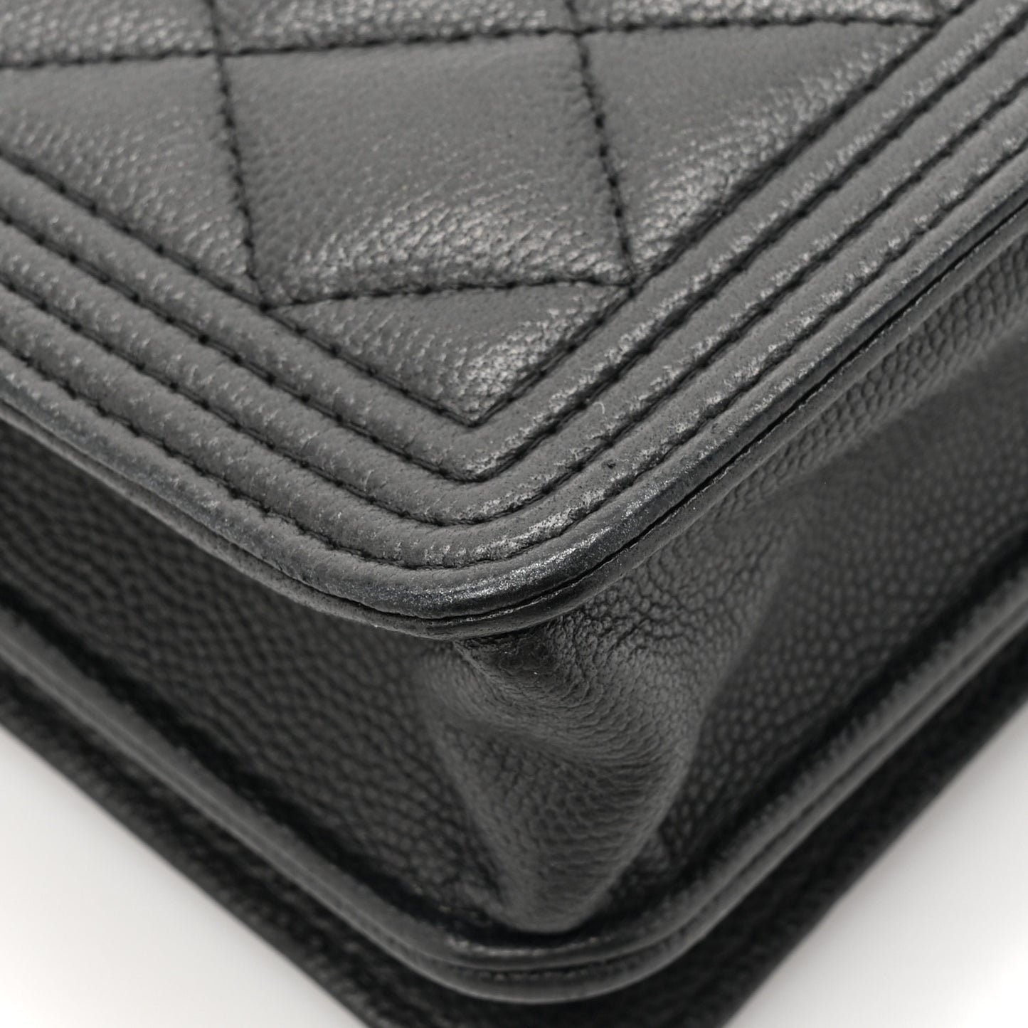 Caviar Quilted Boy Wallet On Chain WOC So Black