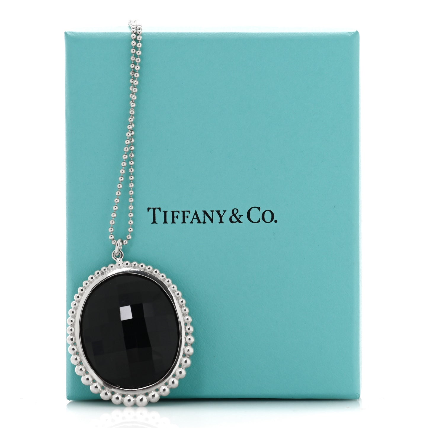 Sterling Silver Black Onyx Ziegfeld Oval Pendant Necklace