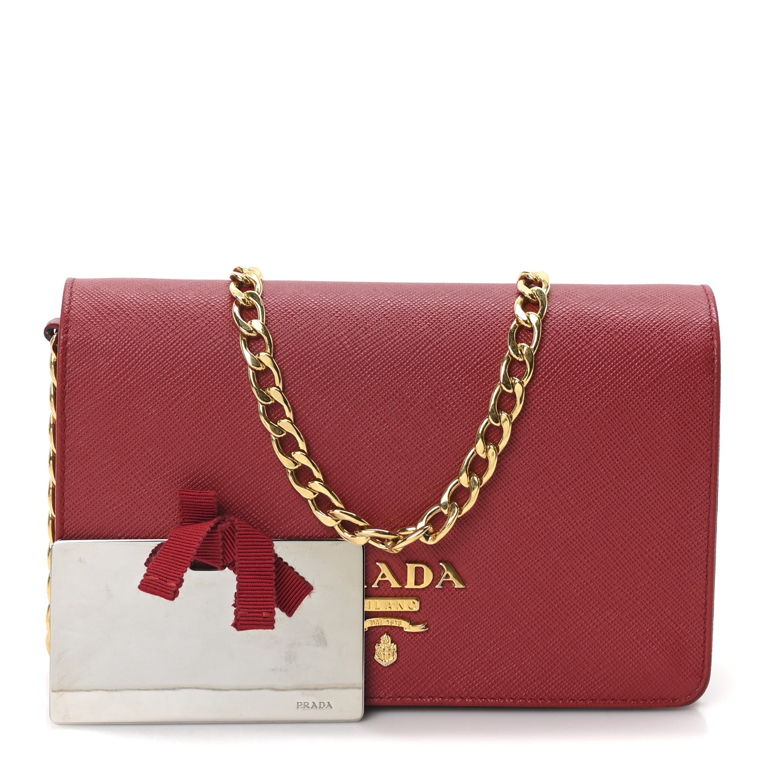 Prada Saffiano Lux Chain Wallet 3 of 10