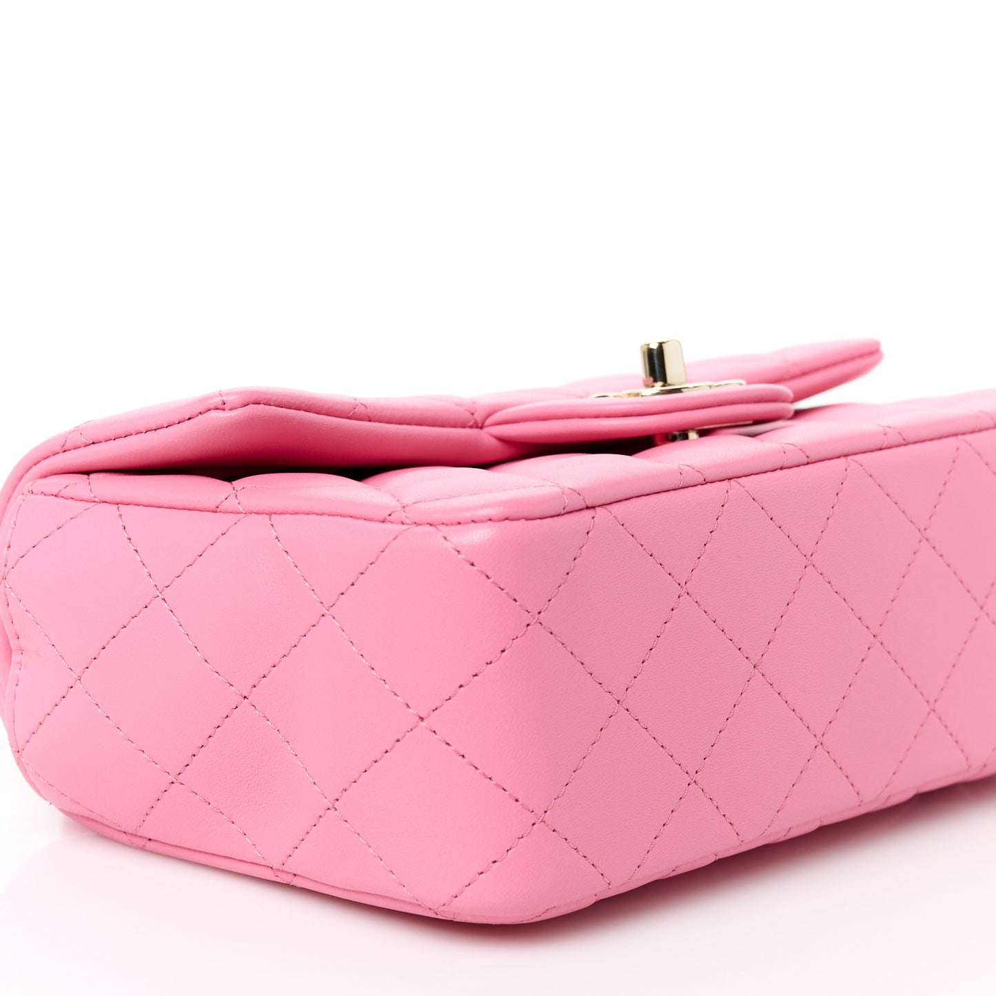 Lambskin Quilted Mini Top Handle Rectangular Flap Pink