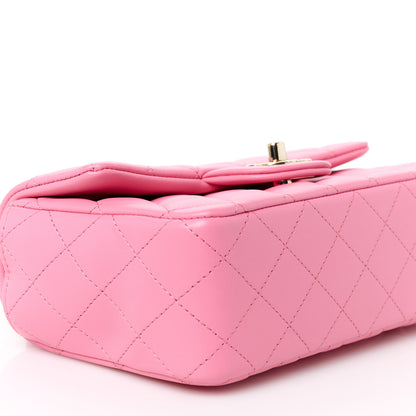 Chanel Lambskin Quilted Mini Top Handle Rectangular Flap Pink 10 of 12