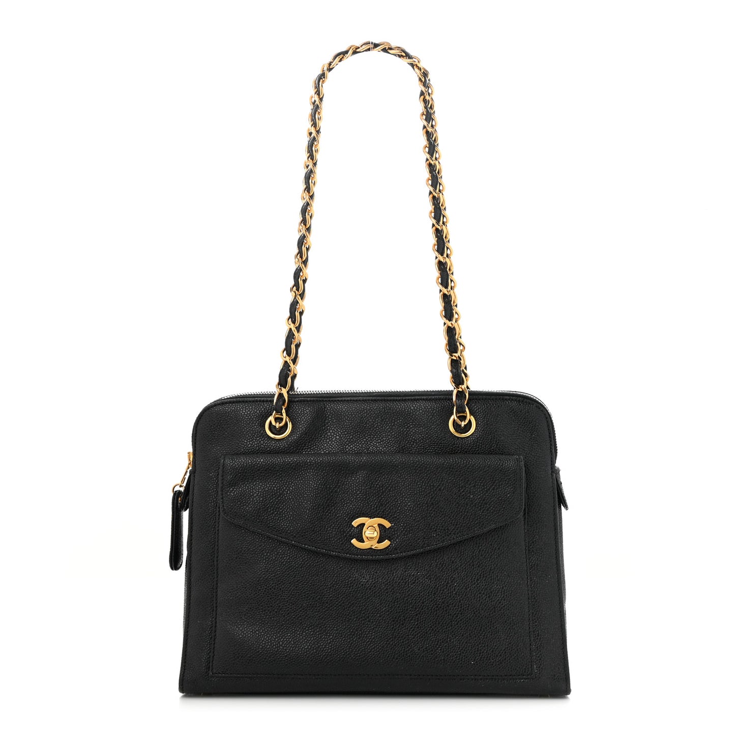 Caviar Flap Shoulder Bag Black